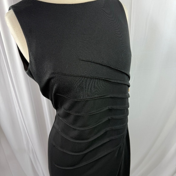 Size 6//Black Dress with Ruching and Gold Zipper Detail - Picture 1 of 6